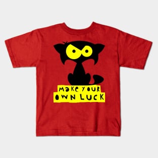 Funny black cat T-shirt – Make your own luck (Mozart) – red Kids T-Shirt